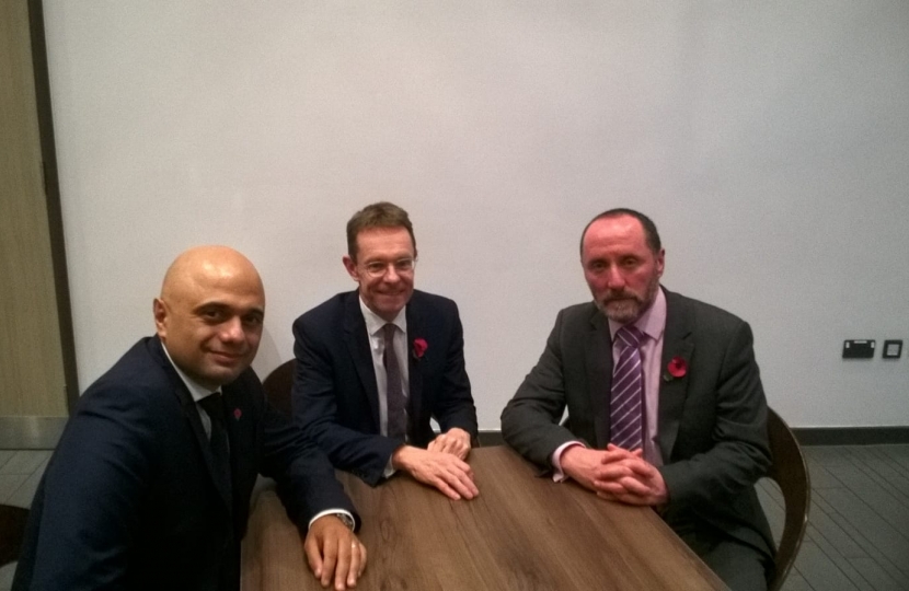 Eddie with Home Secretary and West Midlands Mayor