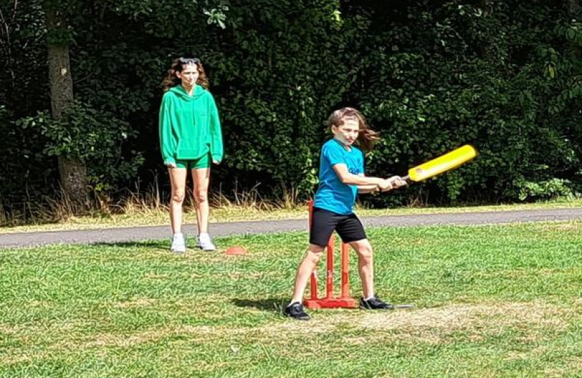 Children playing cricket