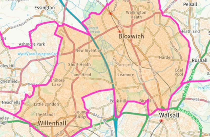 Map of Walsall North