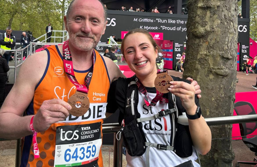 Eddie and Corrine after completing the London Marathon