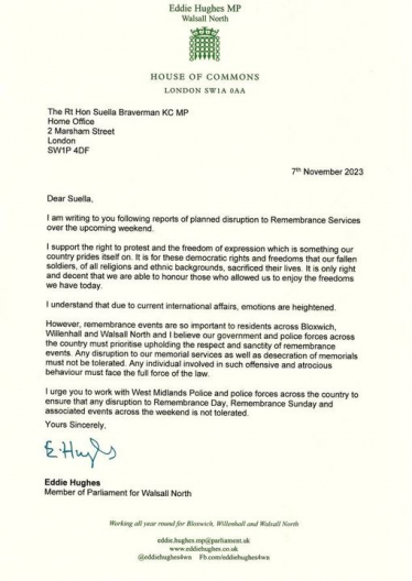 Letter to Home Secretary 